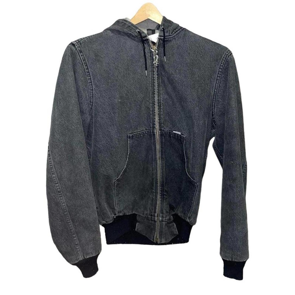 Vintage 80s Carhartt Black Blanket Lined Denim Jacket